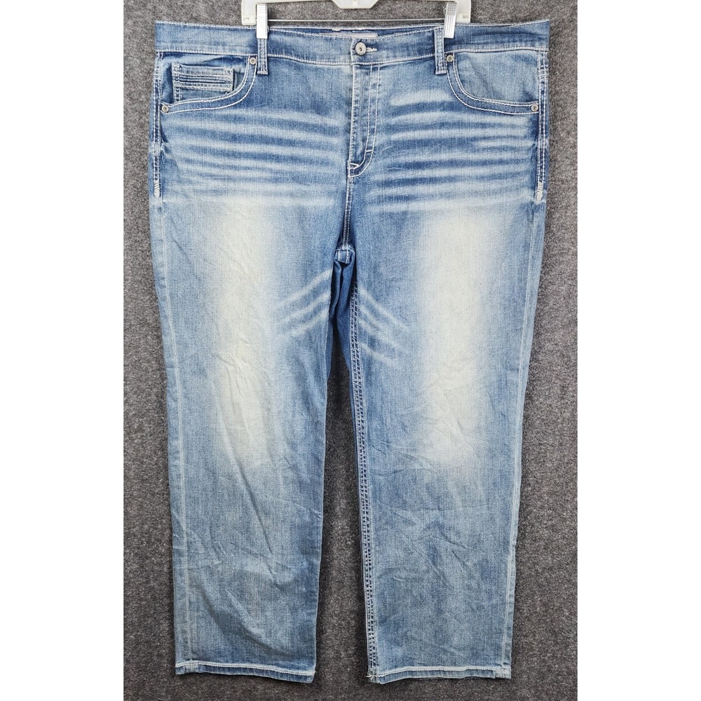 BKE Denim‎ Seth Jeans Mens 46R Light Wash Straight Leg Whiskered ABM1778